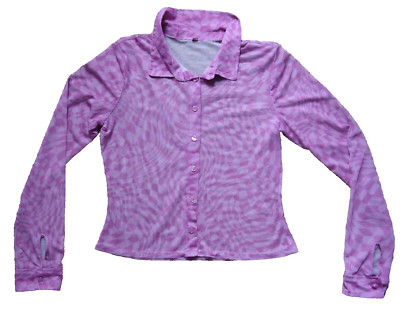 Pink psychedelic check mesh shirt blouse