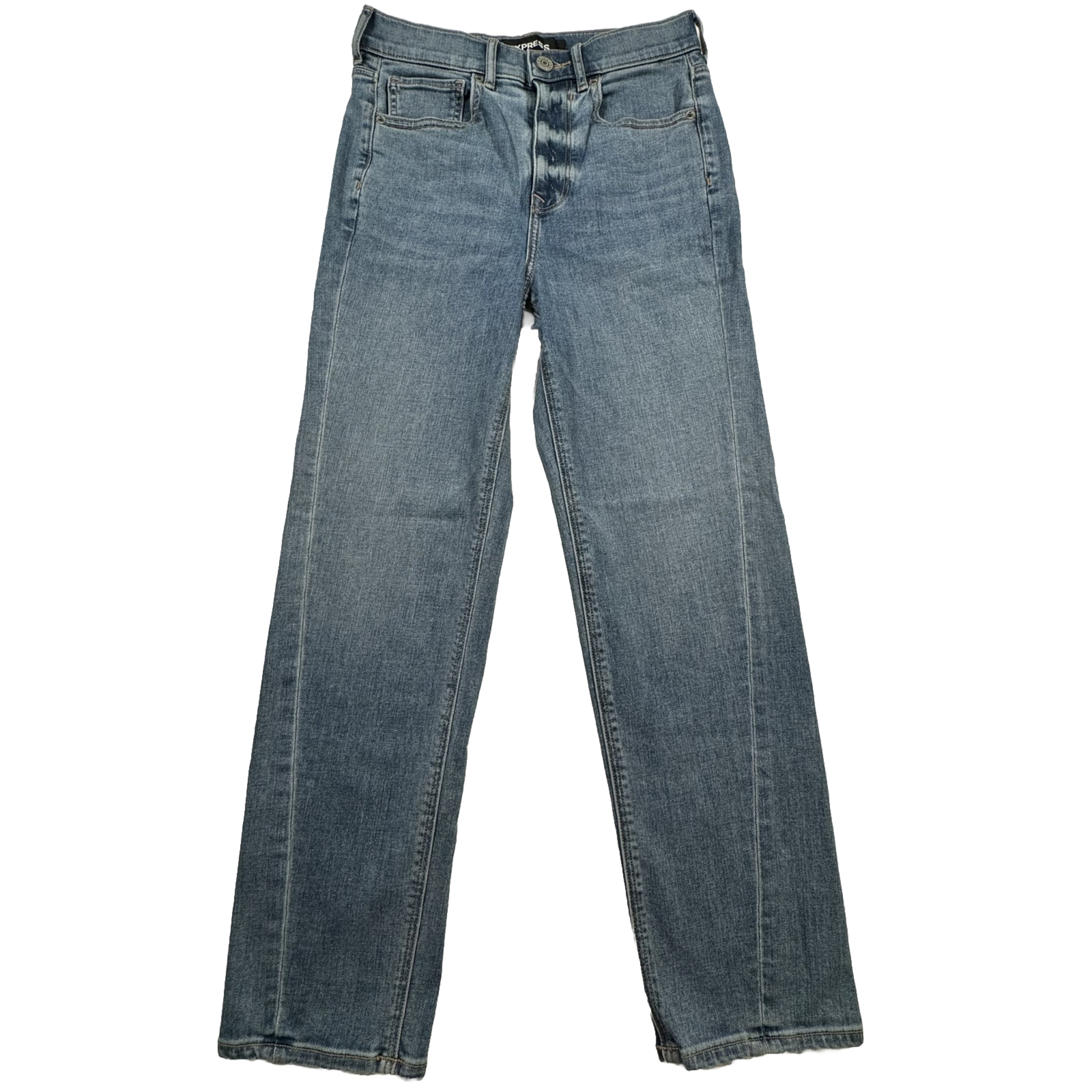 Express Mom Jeans Super High Rise Original Denim Blue Cotton Spandex Size 0-image