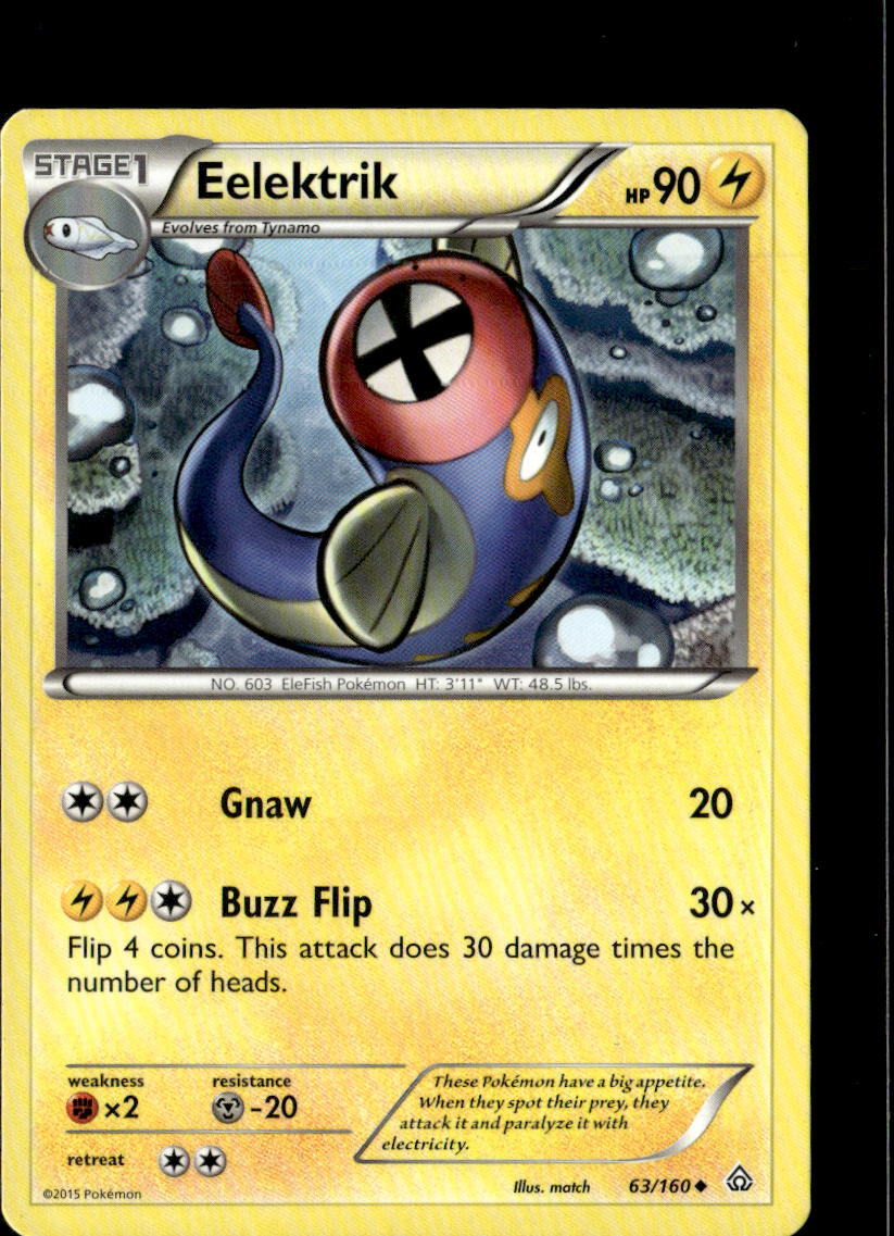 Pokemon Eelektrik 63/160 Primal Clash Non Holo Uncommon 2 Card Lot