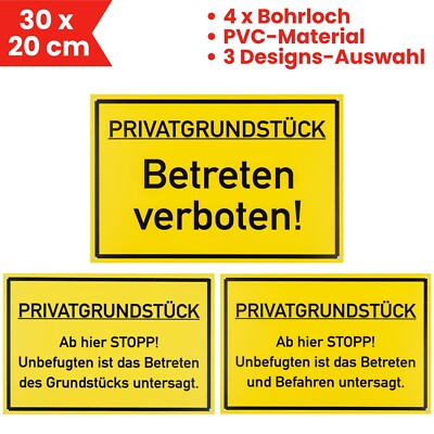 Schild Privatgrundstück betreten befahren verboten Hinweis Unbefugte untersagt