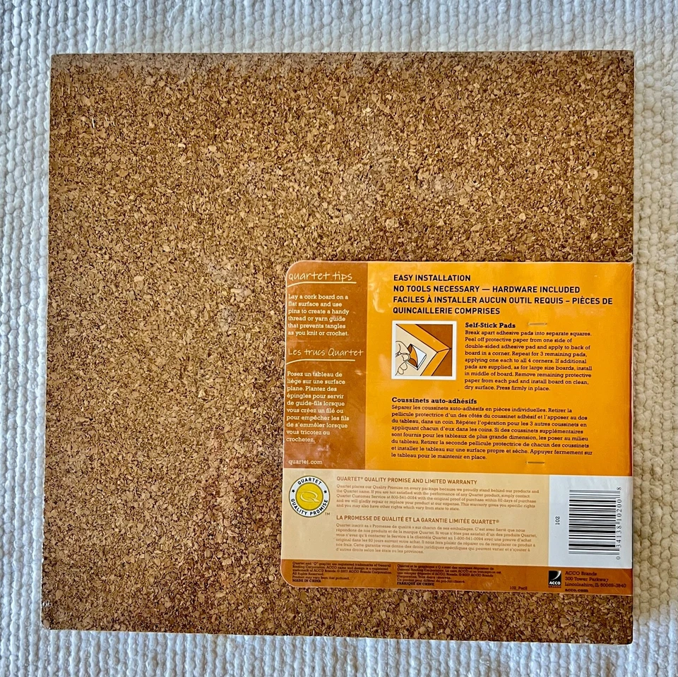 Quartet Cork Tiles Set of 4 12X12 Wall Bulletin Boards Natural Cork NEW - Image 3 of 4