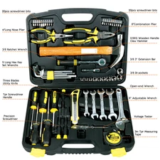 61-Piece Homeowner General Portable Repair Hand Tools Kit with Plastic Tool Box