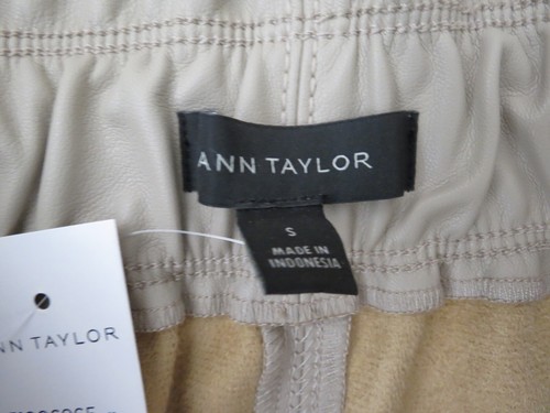 NWT ANN TAYLOR LIGHT BEIGE VEGAN FAUX LEATHER LONG SKIRT ELASTIC WAIST-SIZE S - Picture 6 of 9