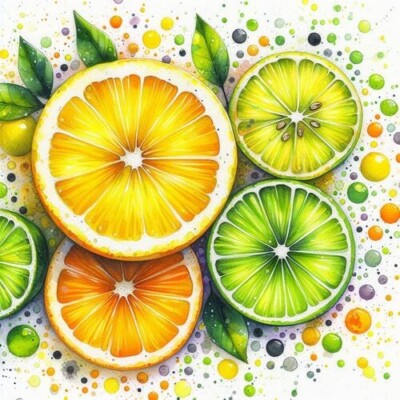 Juicy Lemon Background Wallpaper Canvas (Digital Image)