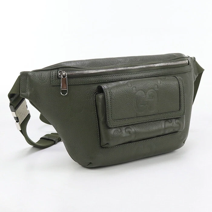 GUCCI 645093 Sacs à Bandoulière Jumbo GG Grand Sac Ceinture Cuir Vert Homme