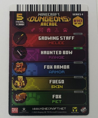 Minecraft Dungeons Arcade Serie 4 (#143 Hero: Fuego) FOIL Card - Foto 2 di 2