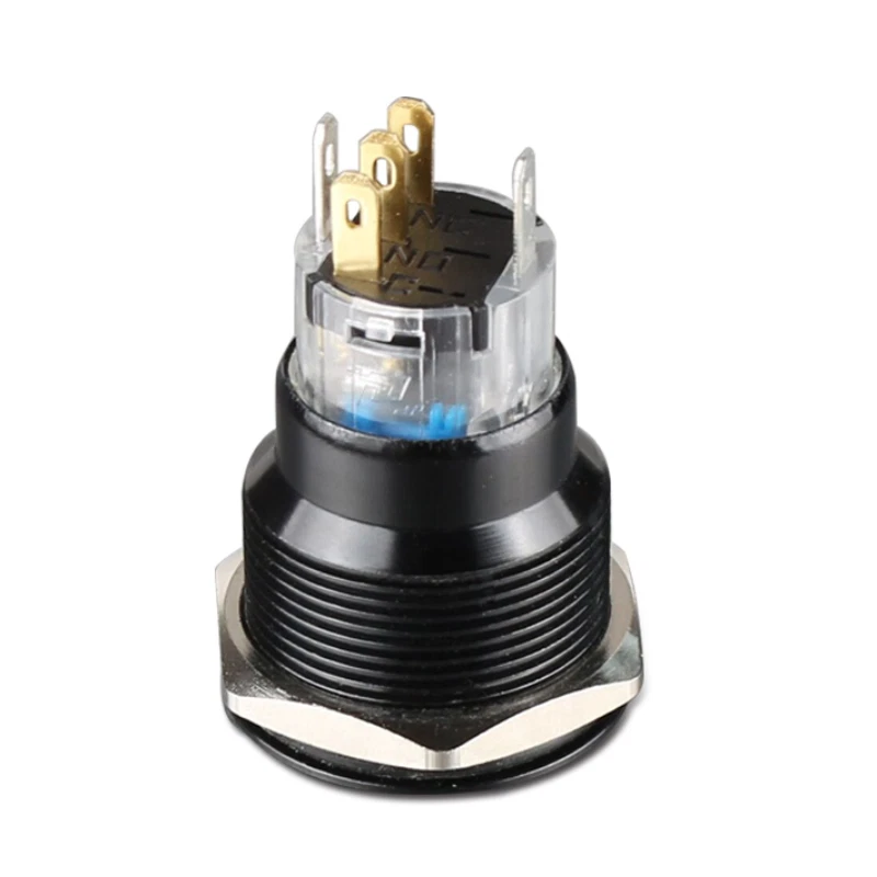 22mmBlack Metal Push Button Swich Waterproof Momentary Button Switch Free Socket - Image 2 of 4
