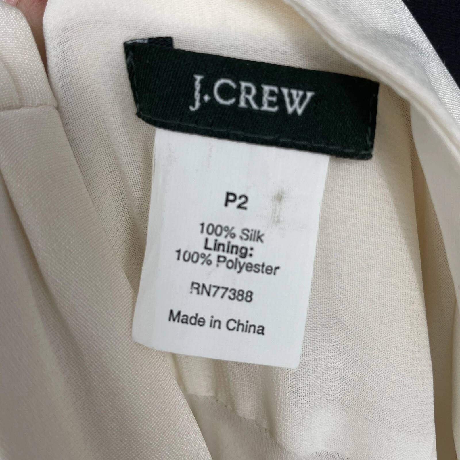 OFF WHITE Abito vestito J Crew Sophia in seta donna Petite taglia 2 bianco sporco beige