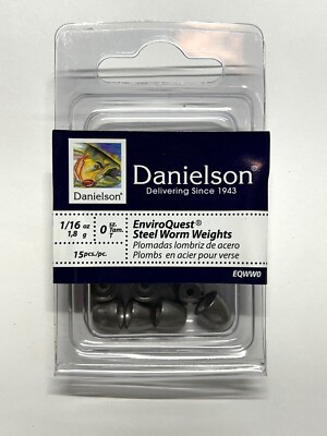 Danielson Sinker Steel Worm Weights Sizes 1/16oz- 15 per Pack