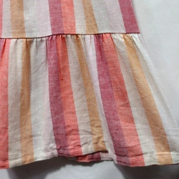Vestido Gap Niños Lino Rayas Volantes Niñas M Multicolor Tiras Cottagecore Playa Foto 3 de 4