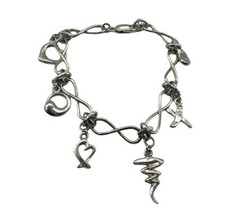 Infinity Chain Different Charm Bracelet 925 Sterling Silver 7.75"