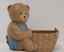 Vintage Burwood Nursery Bear Wall Hanging 1989 Pocket Girl Blue