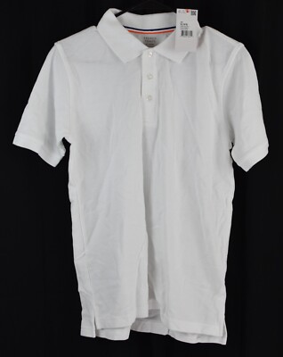 French Toast Boys Short Sleeve Pique Polo Uniform Shirt White Size 14/16
