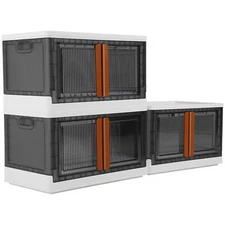 3Pcs Collapsible Storage Bins with Lid, Closet Organizers with Free Installation