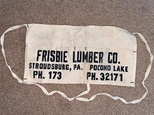 VTG FRISBIE LUMBER CO STROUDSBURG PA POCONO LAKE ADVERTISING APRON NAIL POUCH