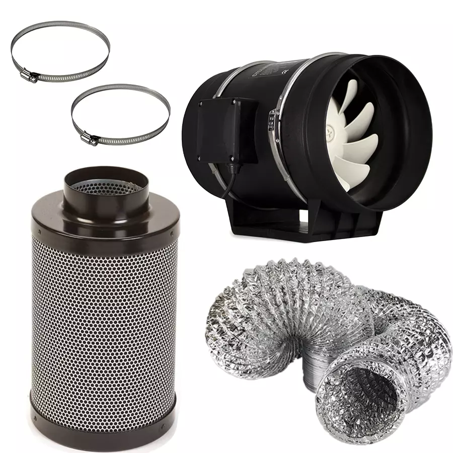 Hydroponics Twin Speed Extractor Carbon Filter Kit 150mm 6