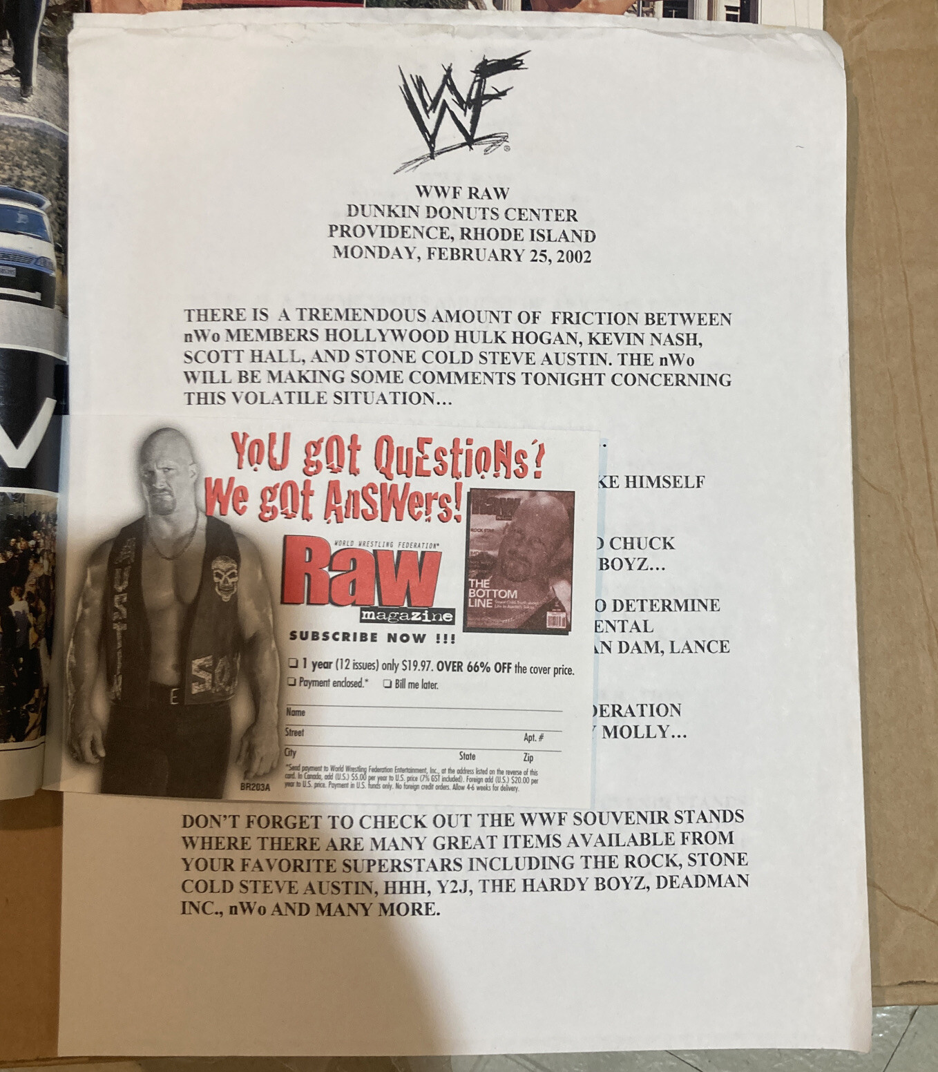 WWF Program Raw Magazine March 2002 With Match Listing | eBay