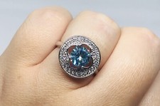 2CT Aquamarine and White Topaz 925 Sterling Silver Ring Jewelry Size 6