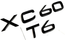 BLACK XC60 + T6 FIT VOLVO XC60 REAR TRUNK NAMEPLATE EMBLEM BADGE LETTERS NUMBER