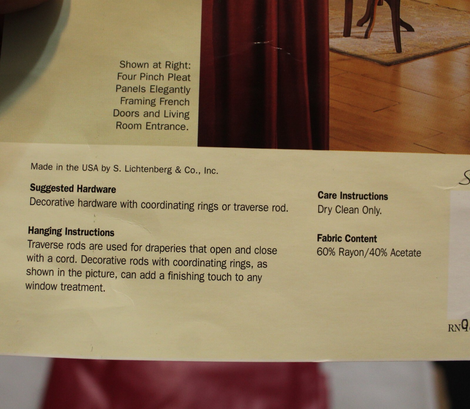 Royal Splendor Milliken JCPenney Burgundy Two Panel Curtains 48 x 84