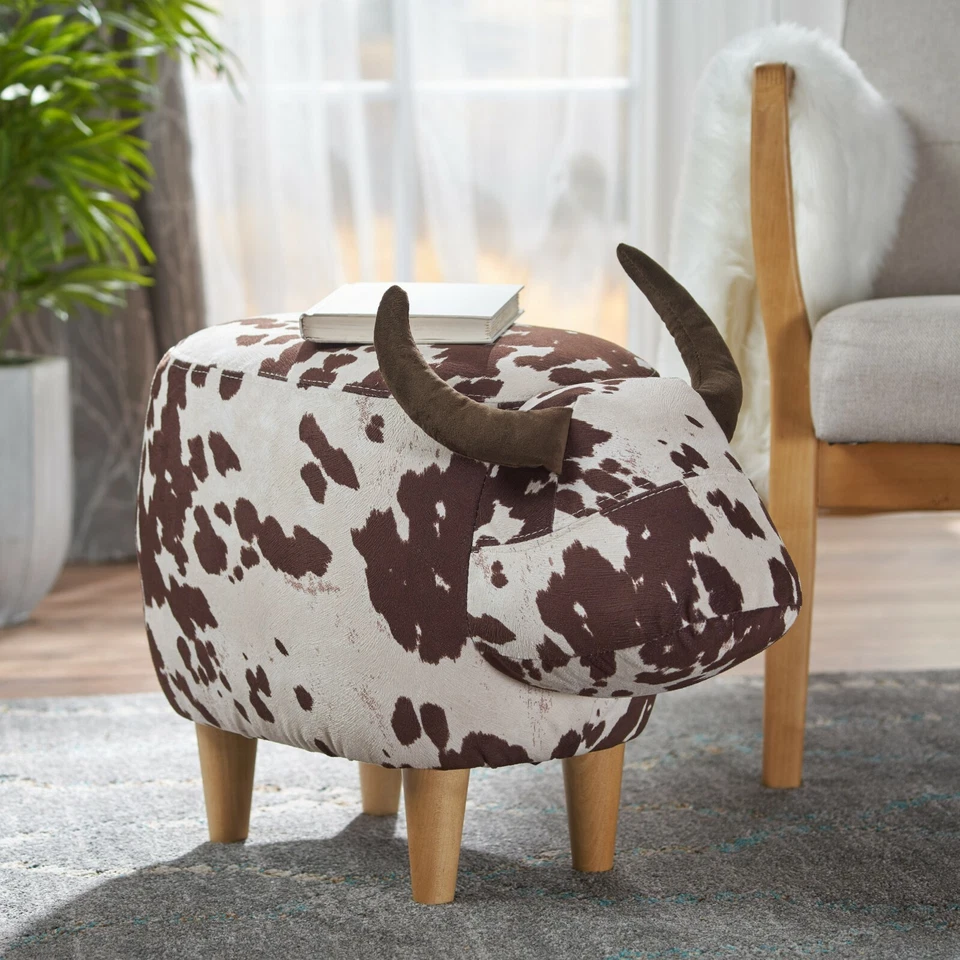 Animal Storage Stool for kids Ottoman Cow Style Footstool Cartoon Chair - Image 2 of 4