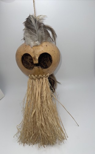 Hawaiian Natural Ikaika Warrior Helmet Makini Mask with Raffia Maui Hawaii