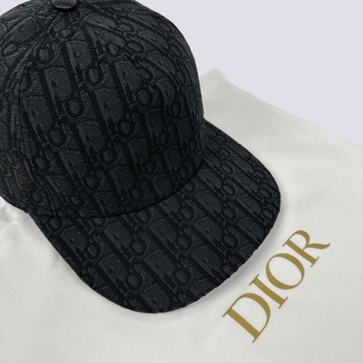 Dior Oblique Monogram Logo Cotton Jacquard Baseball Cap Hat Black Size M