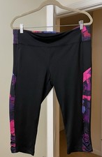 Athletic Works Leggings Pants Black Geometric Cropped Gym Yoga Women's Large