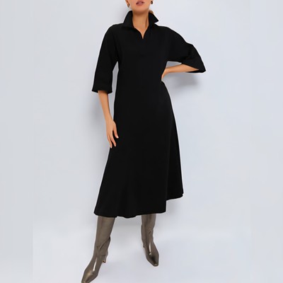 Nwt Tuckernuck - M - Black Elliot Midi Dress 100% Cotton 