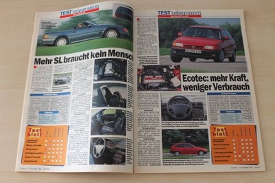 Auto Bild 48/1993 Mercedes SL 280 R129 mit 193PS im TEST auf einer Seite