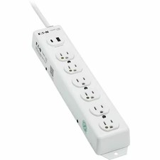Tripp Lite Ps-602-Hgusb Power Strip, Hospital Grade, Usb, 6 5-15R-Hg, 5-15P-Hg,