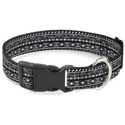 Plastic Clip Collar Geometric5 Grays/Black/White Large 15-24'' (US IMPORT)