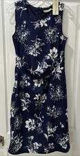 Blue-White Floral FLJ Studio Shapes-Flared Dress Knee Length Size M- NWT