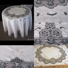 Tischdecke Baumwolle Stickerei Häkeleinsätze Blumen Handarbeit Durchmesser 160cm