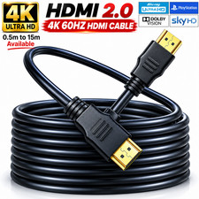 4K HDMI Cable 2.0 UltraHD High Speed 2160p 0.5m/1m/2m/3m/5m/10m/15m Premium Lead