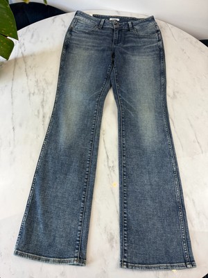 Wrangler Bold Bootcut Jeans Damen W28 L32 Low Rise Taschen Zip Fly Summit Shade