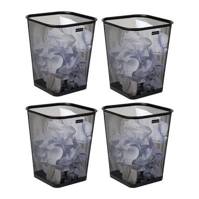 5 Gal. Black Square Metal Household Trash Can Waste Paper Basket