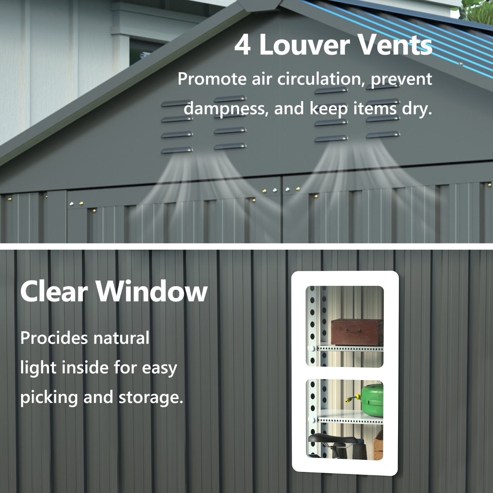 6'x6' Metal Outdoor Storage Shed Heavy Duty Garden Shed w/ Floor Kit & Window