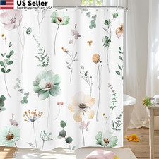 Watercolor Floral Shower Curtain Set Sage 72"W x 72"L Pack of 1 , Green