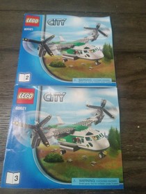 Retired LEGO City Cargo Heliplane  (60021) MANUAL 2 & 3 W/PILOT UNCOUNTED AS IS
