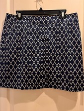 Women's Izod Front Zip Navy Blue Diamond Design Golf Skort Size 10