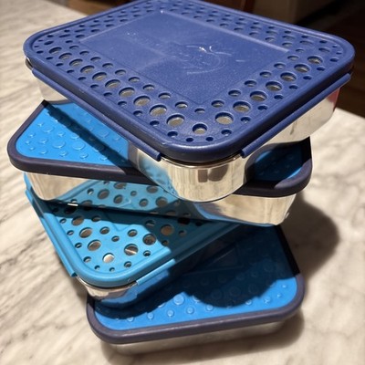 LunchBots 3 5 Section Stainless Steel Lunch Container 6.25''x5'' Portable LOT OF 4