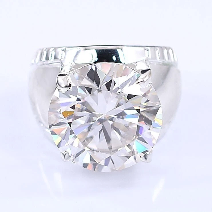 Men's Ring- RARE 18 Ct Certified White Diamond Ring ! Tariff Free Shipping. - Image 2 of 4