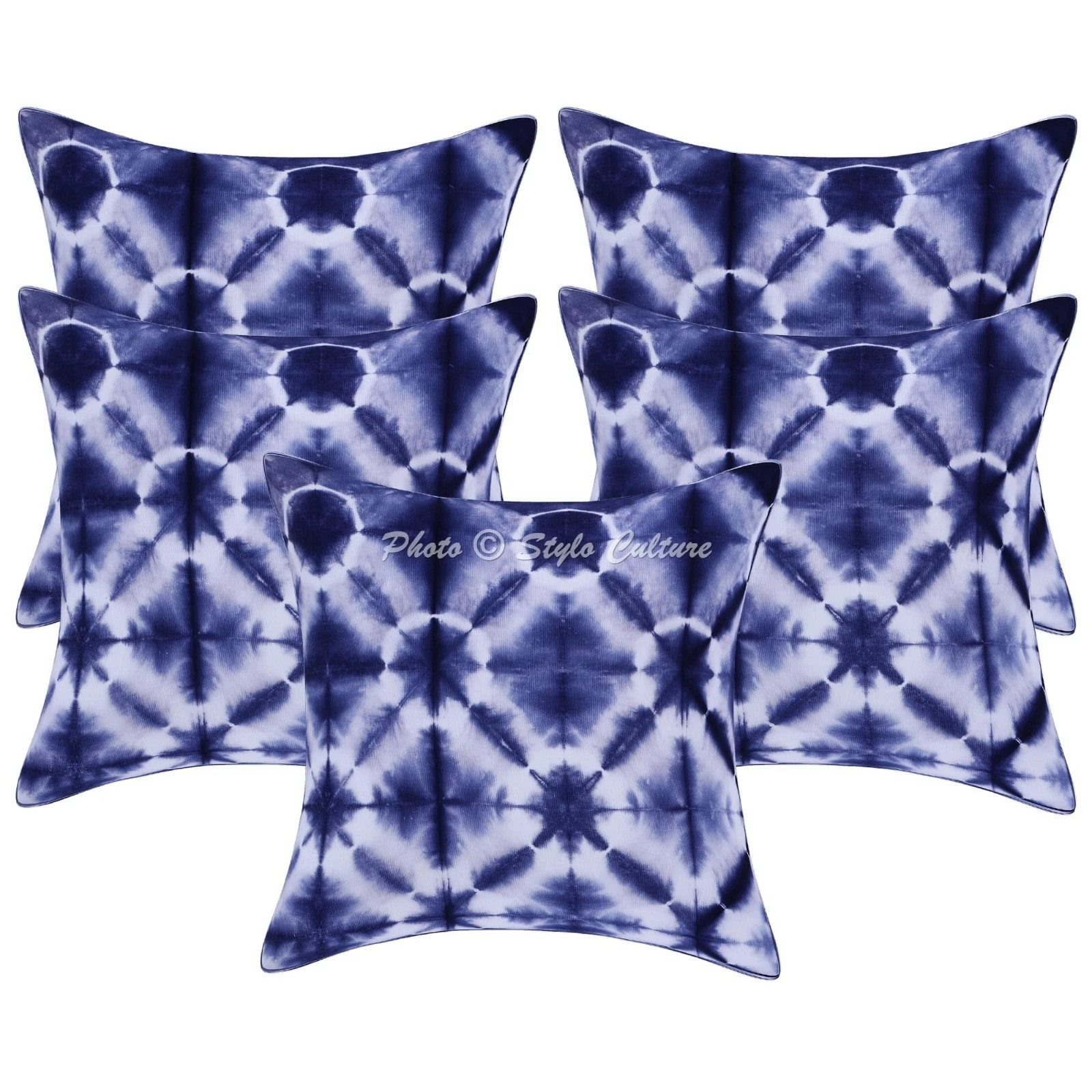 Decorative Shibori Throw Pillow Covers Cotton Tie Dye Indian 24x24 Cushion Cover