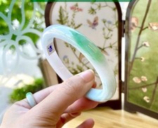 100% Natural Certified Grade A jadeite jade 56.5 green bangle bracelet 40.04 gr