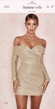 House Of Cb Gold Bardot Mini Dress Size XS brand New With All Tags RRP £125