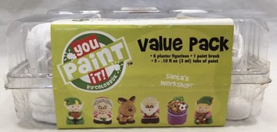 Colorbok You Paint It! 63574 Plaster Santa s Workshop 6 Pack Reindeer Elf Claus