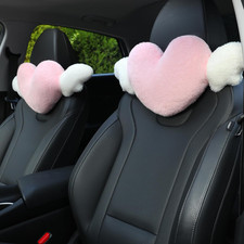 2 Pack Heart Shaped Cute Car Headrest Pillow With Angel Wings