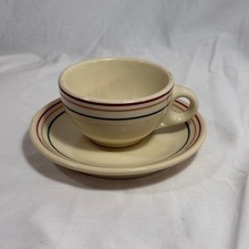 Caribe China Coffee Cup Saucer Set 40s 50s Cr...