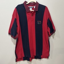 Vintage Champion Olympics Polo Shirt Mens Extra Large Red Striped USA 90s Y2K